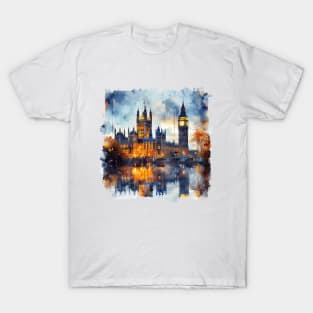 London Landmarks Night Scenery UK Historical Buildings T-Shirt